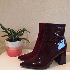 Public Desire Patent Suede Ankle Boots